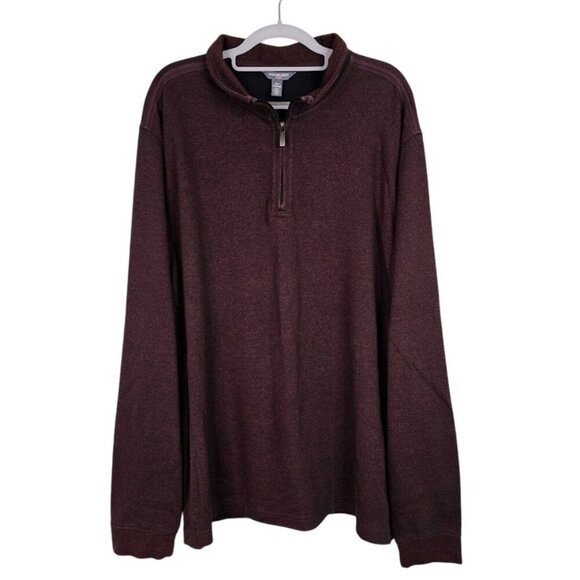 Men's VAN HEUSEN Flex Quarter Zip Long Sleeve Sweater Shirt MAROON RED size XXL - Picture 1 of 7